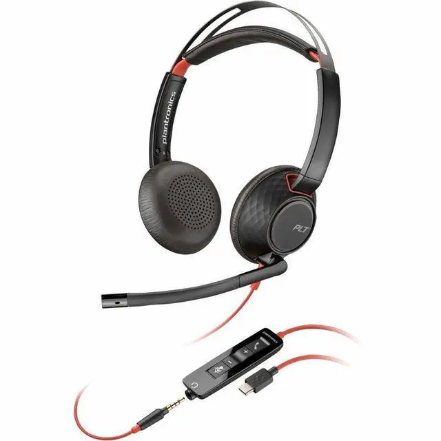 Alt view image 5 of 5 - Poly Blackwire 5220 Stereo USB-C Headset +3.5mm Plug +USB-C/A Adapter (Bulk) (8X231A6), Black