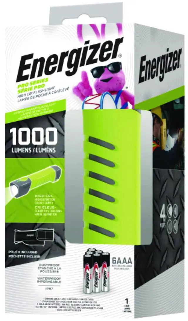Main image of Pro Series Handheld High CRI Flashlight Rechargeable Lithium Ion Battery/6 AAA Batteries Included Gray/Green ENYPHH62