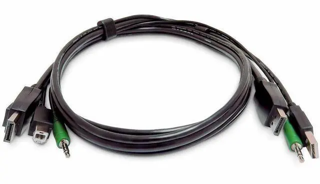 Main image of StarTech 10ft 3m Dual-DisplayPort KVM Cable USB 2.0 3.5mm Audio Universally Compatible Combo Cable for KVM Switches TAA