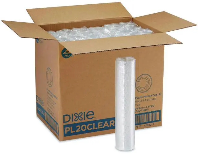 Alt view image 6 of 6 - Dixie Portion Cup Lid 2-14/25"Wx2-14/15"Lx3/10"H 2400/CT Clear PL20CLEAR