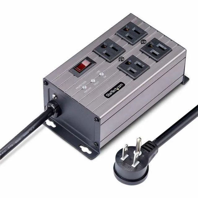 Alt view image 4 of 10 - StarTech 4-Outlet Industrial Power Strip 125V/15A 4N515S8-POWER-STRIP
