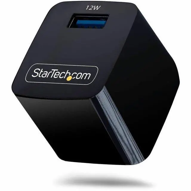 Main image of StarTech 12W One-Port USB-A Wall Charger 1x USB-A iPhone Pro/17/16 iPad Samsung Galaxy Portable USB Charger Black