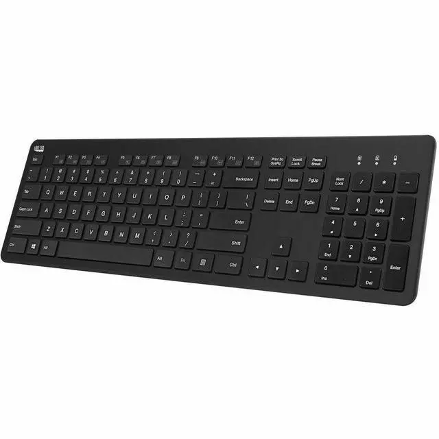 Alt view image 9 of 15 - ADESSO WKB-5300UB Wireless Fullsize Keyboard with Scissor Switch Keys, 2.4GHz USB-A Receiver, 104 Key Layout, Multimedia Hotkeys for Windows Mac OS, Quiet Typing, Black