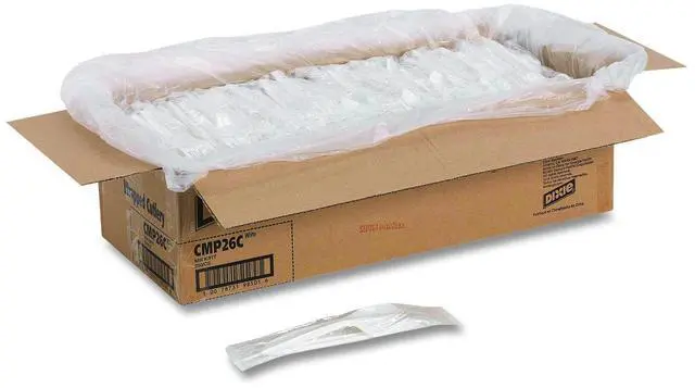 Main image of Mediumweight Polypropylene Cutlery Fork/Knife/Teaspoon Plastic White 250/Carton CMP26C