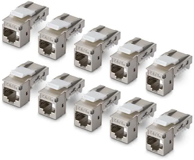 Main image of 10-PACK OF SHIELDED CAT6A RJ45 STP KEYSTONE JACKS IS IDEAL FOR PATCH PANELS AND