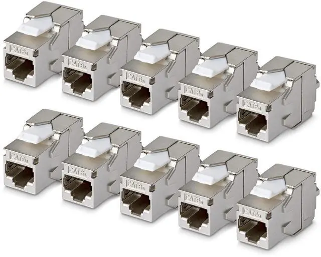 Main image of 10-PACK OF SHIELDED CAT6A RJ45 STP KEYSTONE JACKS IS IDEAL FOR PATCH PANELS AND