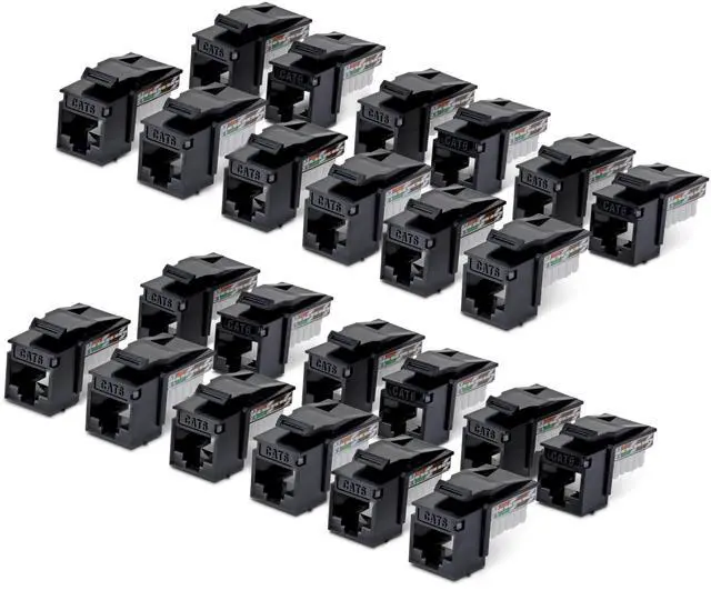 Main image of 24-PACK OF CAT6/CAT5E RJ45 UTP KEYSTONE JACKS IS IDEAL FOR IN-WALL CABLE DROPS/W