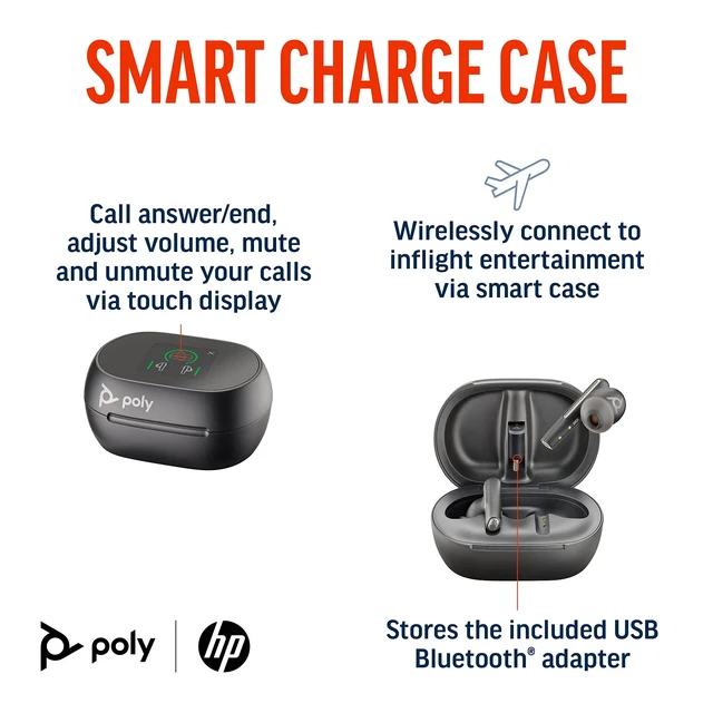 Alt view image 6 of 6 - Poly Voyager Free 60+ UC Earset with Touchscreen Charge Case 7Y8H0AA