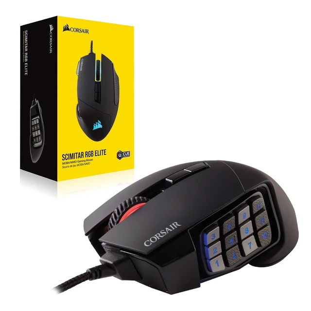 Alt view image 5 of 7 - Corsair Scimitar RGB Elite Gaming Mouse CH9304211NA