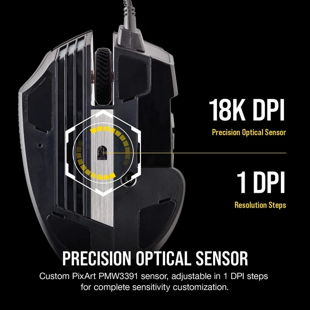 Alt view image 7 of 7 - Corsair Scimitar RGB Elite Gaming Mouse CH9304211NA
