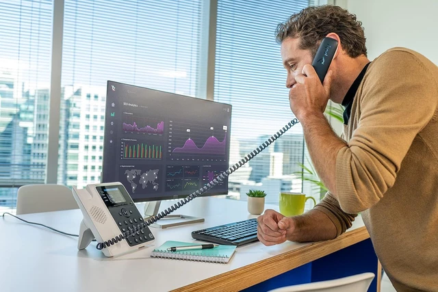 Alt view image 3 of 7 - Poly Edge E220 IP Phone Corded/Cordless Bluetooth Desktop Wall Mountable 82M87AA