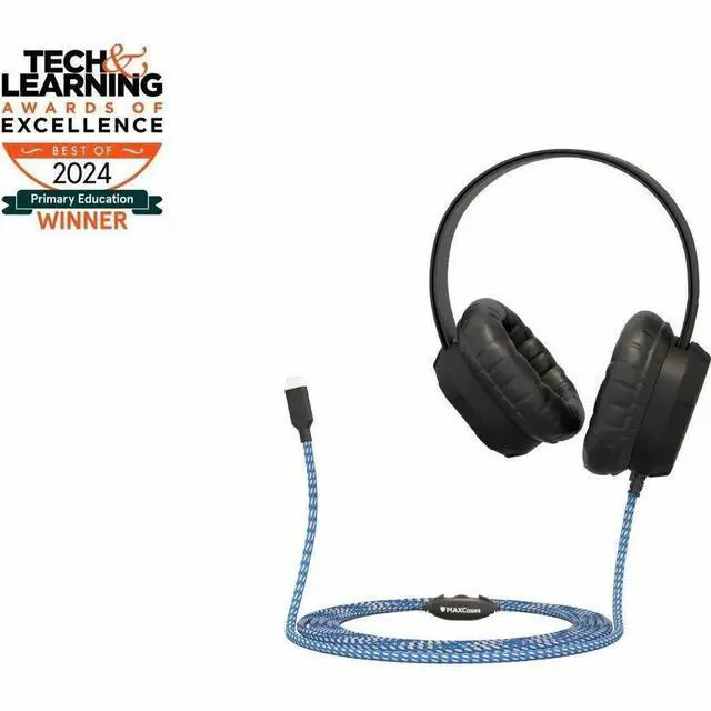 Main image of MAXCases Extreme Headset w/braided cable inline volume control and built-in microphone w/USB-C connector Black MCHPXUSBC
