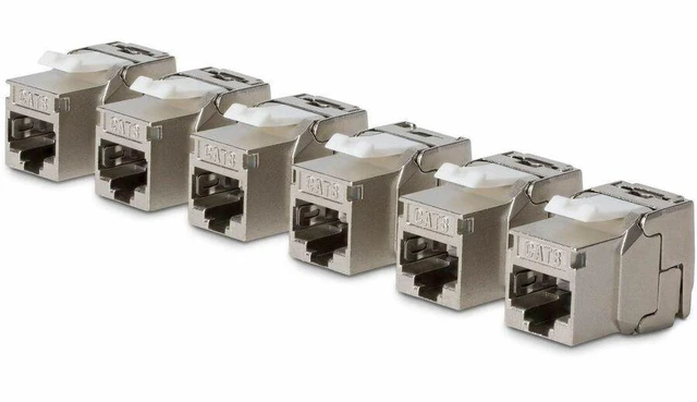 Main image of StarTech Cat8 Keystone Jack 6-Pack RJ45 Ethernet Keystone Jacks STP Cat8 Wall Jack 180-Degree Toolless