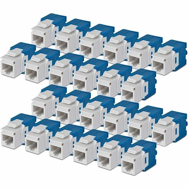Main image of StarTech Cat6 Keystone Jack 24-Pack RJ45 Ethernet Keystone Jacks UTP Cat6 Wall Jack 180-Degree Toolless White