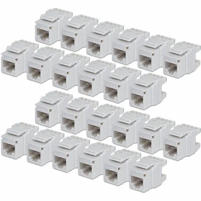 Main image of StarTech Cat6 Keystone Jack 24-Pack RJ45 Ethernet Keystone Jacks UTP Cat6 Wall Jack 180-Degree 110 Punch Down White
