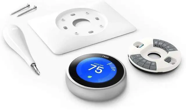 Alt view image 5 of 6 - Google PRO Nest Learning Thermostat 3rd Gen T3008US Stainless Steel