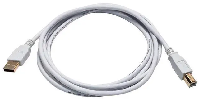 Alt view image 7 of 9 - Monoprice USB 2.0 Cable - 6 Feet - White | USB Type-A Male to USB Type-B Male, 28/24AWG, Gold Plated