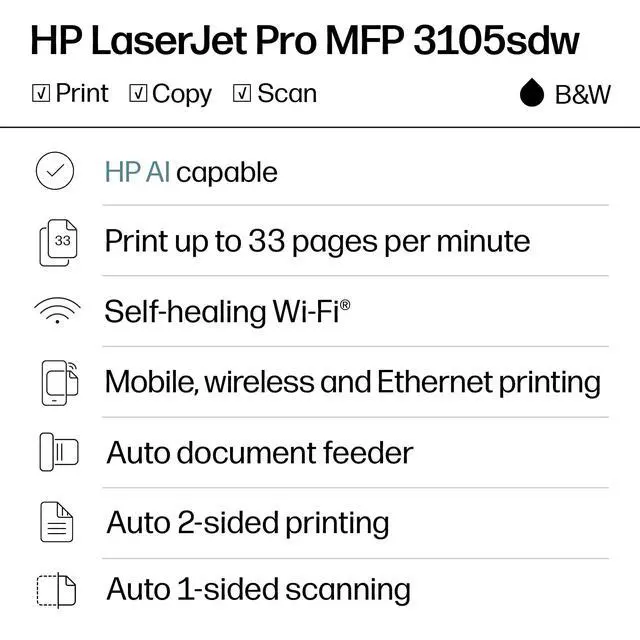 Alt view image 6 of 7 - HP LASERJET PRO MFP M334SDW DERIVATIVE HP LJ PRO MFP 3105SDW PRINTER:US/CA, 3G646A