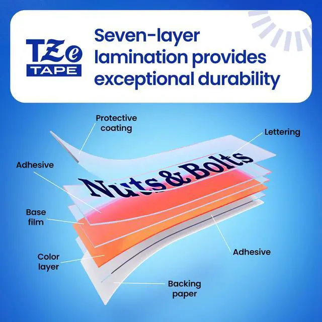 Alt view image 6 of 7 - Brother Genuine P-touch TZeM31 BK on CLR Label Tape Premium Matte Laminated 12mmX8m
