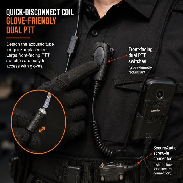 Alt view image 4 of 5 - Sonim Klein Patriot Pro 2-Wire Surveillance PTT Headset XP Pro