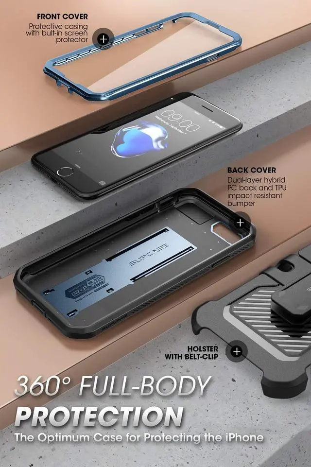 Alt view image 4 of 7 - IPHONE SE UBPRO WITH KICKSTAND - BLUE