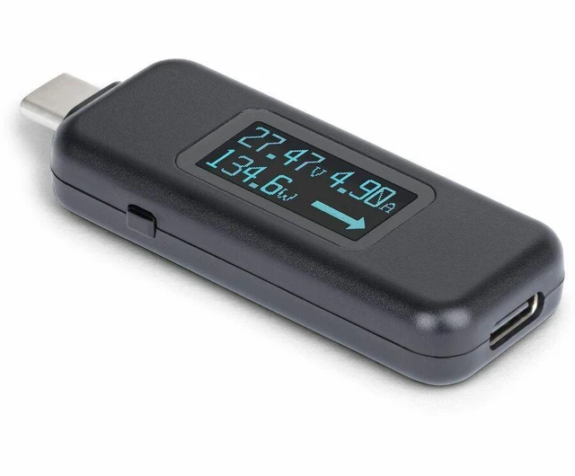 Alt view image 2 of 8 - StarTech USB-C Power Tester, Digital Multimeter, Bi-Directional Voltage and Current Meter, Up to 240W PD EPR, Portable USB-C Cable and Port Power Meter Tester Model USBC-PWRTESTER