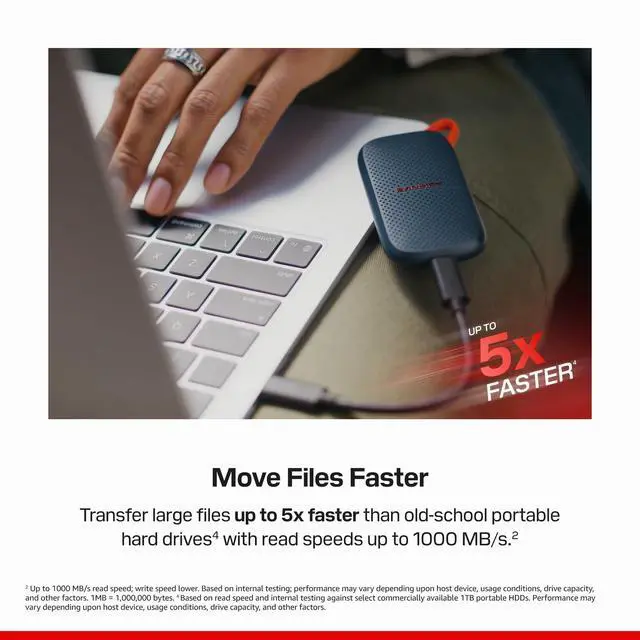 Alt view image 3 of 5 - SANDISK EXTREME PORTABLE SSD CROWN USB 3.2 GEN 2 2TB EXTERNAL DRIVES