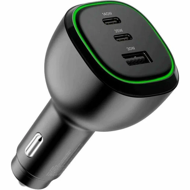 Main image of Alogic 165W car charger USB-C USB-A ports Fast Charging 1m cable CRCA165C1