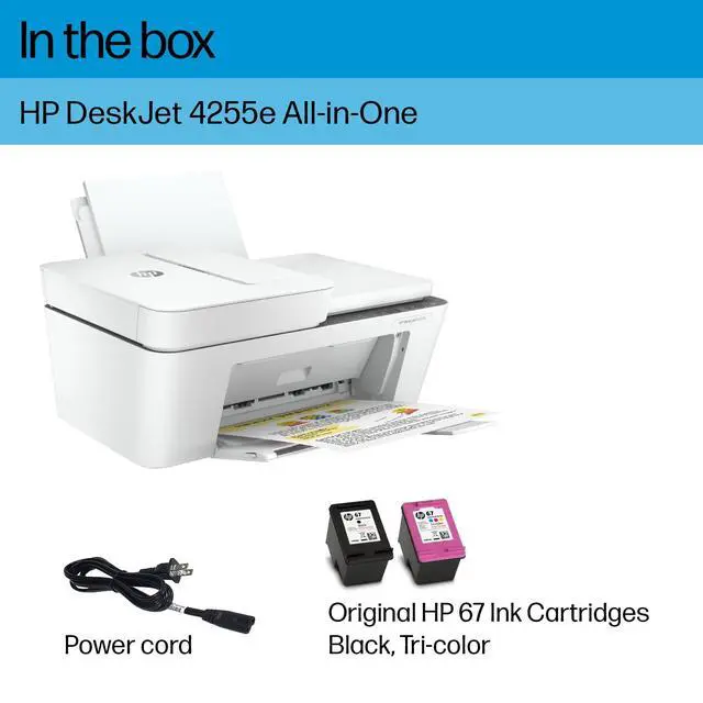 Alt view image 2 of 7 - HP DeskJet 4255e All-in-One Color Printer, White 588S6A#B1H
