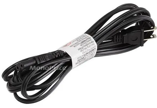 Alt view image 12 of 12 - Monoprice AC Power Cord Cable - 10 Feet Without Polarized | 18AWG, 7A (NEMA 1-15P to IEC-320-C7)