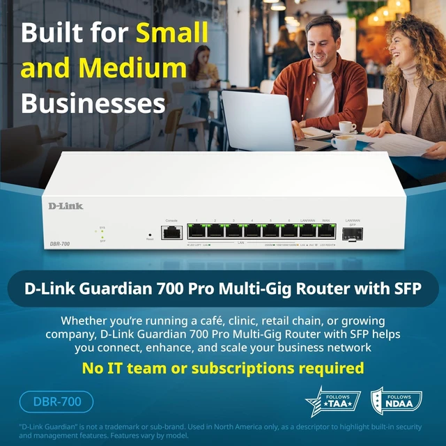 Alt view image 11 of 15 - D-Link DBR-700 Business Router - 8 Ports - 7 RJ-45 Port(s) - 1 WAN Port(s) - 1 SFP Slots - 2.5 Gigabit Ethernet