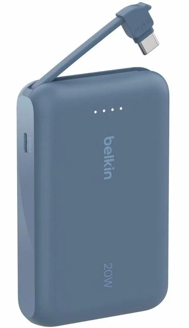 Main image of Belkin 20W Power Bank w/ Integrated USB-C Cable 10K mAh 1xUSB-C port 1xUSB-C cable Portable Charger Blue