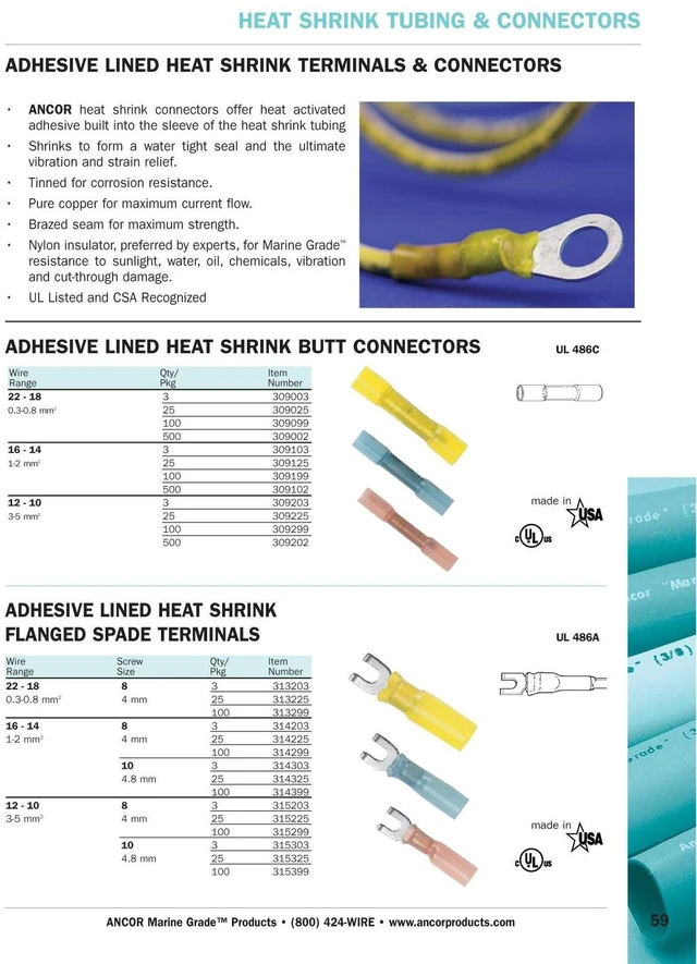 Alt view image 7 of 7 - Ancor 12-10 Gauge - #10 Heat Shrink Spade Terminals - 100-Pack