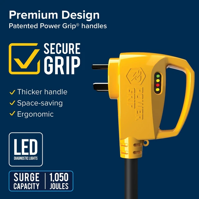 Alt view image 5 of 6 - Camco Power Grip RV 18" 30Amp Circuit Analyzer Dogbone - Integrated Surge Protection