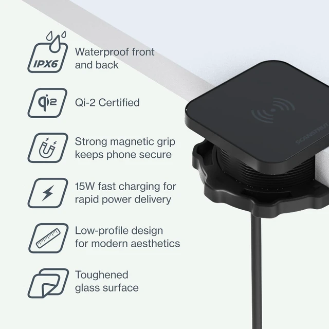 Alt view image 5 of 7 - Scanstrut Ultra Magnetic Waterproof Wireless Charger - 15W - 12/24V
