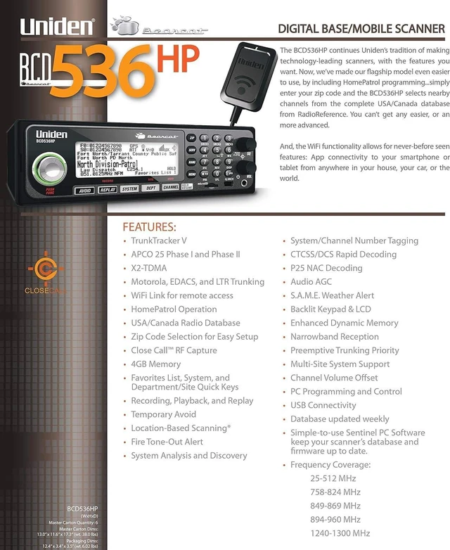 Alt view image 12 of 15 - Uniden BCD536HP Digital Mobile Scanner w/ WiFi & Backlit Keypad