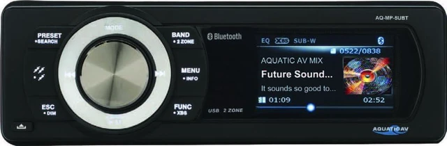 Alt view image 2 of 2 - Aquatic Av AQ-MP-5UBT-S Waterproof Marine Digital Media Receiver with Dock/Bluetooth/USB and Satellite Radio Ready