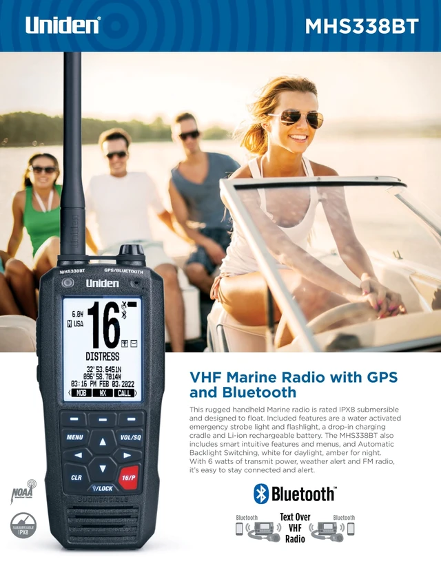 Alt view image 4 of 5 - Uniden MHS338BT VHF Marine Radio w/GPS & Bluetooth