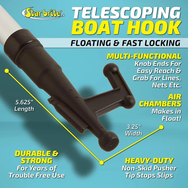 Alt view image 18 of 19 - star brite boat hook telescoping, floating & unbreakable extends from 4' to 8'