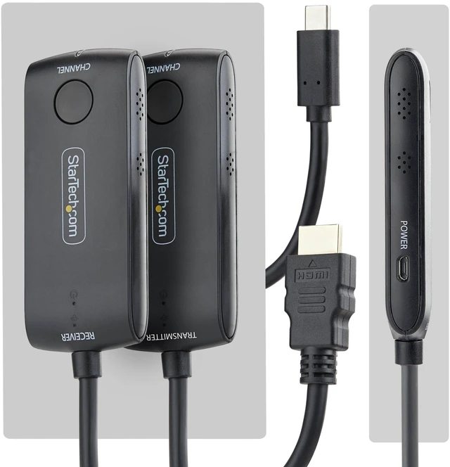 Alt view image 2 of 6 - StarTech Wireless USB-C to HDMI Extender for Meeting Rooms 4K 60Hz 65ft Range USB Powered Plug-and-Play Tx and Rx Kit 4KUSBCWIRELESS65FT