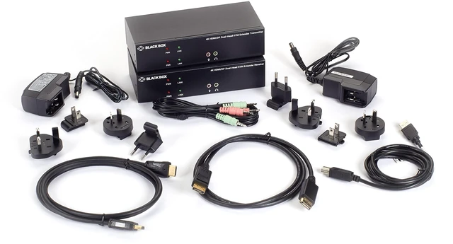 Alt view image 4 of 4 - Black Box KVX Series KVM Extender Kit over Fiber 4K Dual-Monitor HDMI/DisplayPort USB 2.0 Serial Audio Local Video