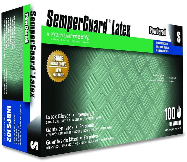 Main image of Latex Gloves Powdered Small 4 mil Thick 9.45" Long Cream 100/Box 10 Boxes/Carton INDPS102