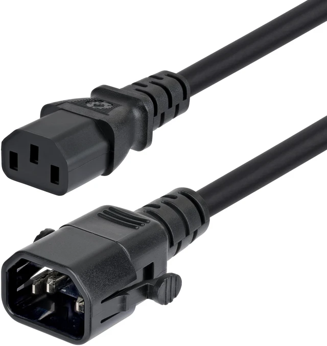 Main image of StarTech 6ft 1.8m Power Extension Cord Locking C14 to C13 PDU Power Cord 10A 250V 18AWG UL Listed TAA C14LC1318G10ABK6FT