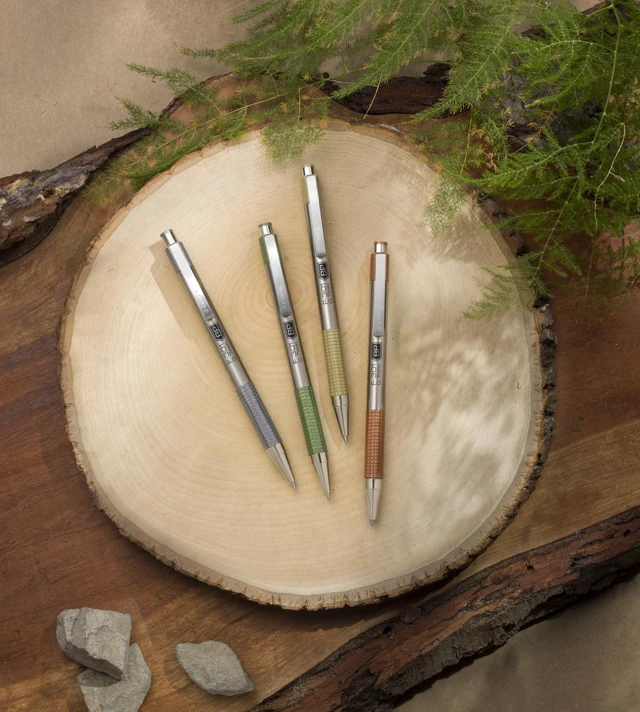 Alt view image 7 of 7 - F-301 Signature Series Earthy Tones Ballpoint Pen Retractable Fine 0.7 mm Black Ink Sandstone Barrel 4/Pack 27254