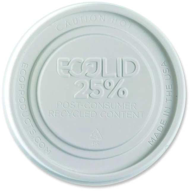 Main image of Evolution World EcoLid 25% Recycled Food Container Lid Fits 12 to 32 oz Containers White Plastic 500/Carton EPBRSCLIDL