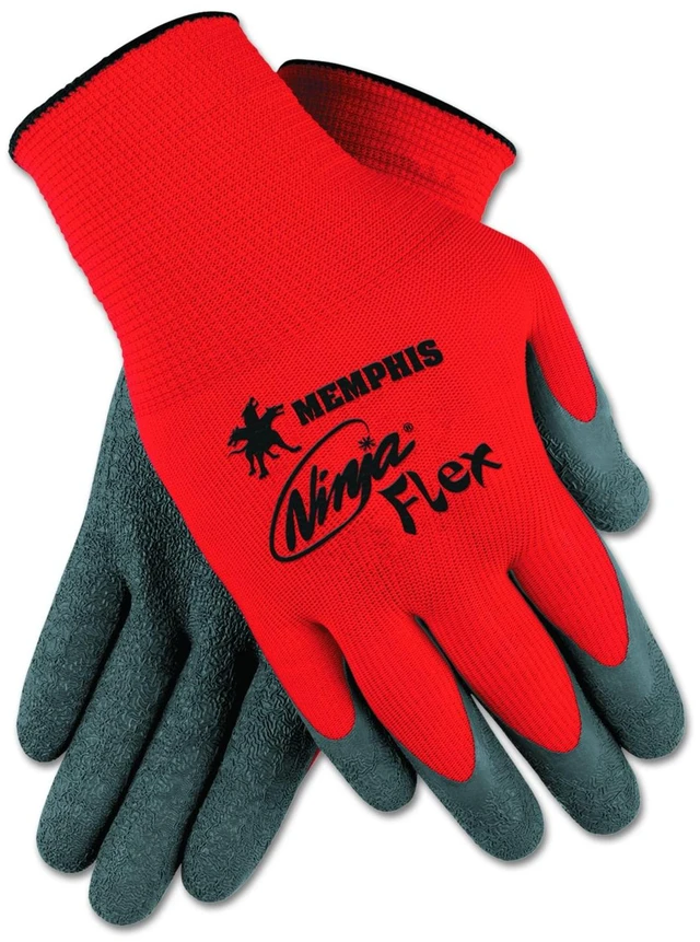 Alt view image 2 of 2 - R3 Safety N9680M Ninja Flex Latex-coated Palm Gloves N9680m, Medium, Red/gray