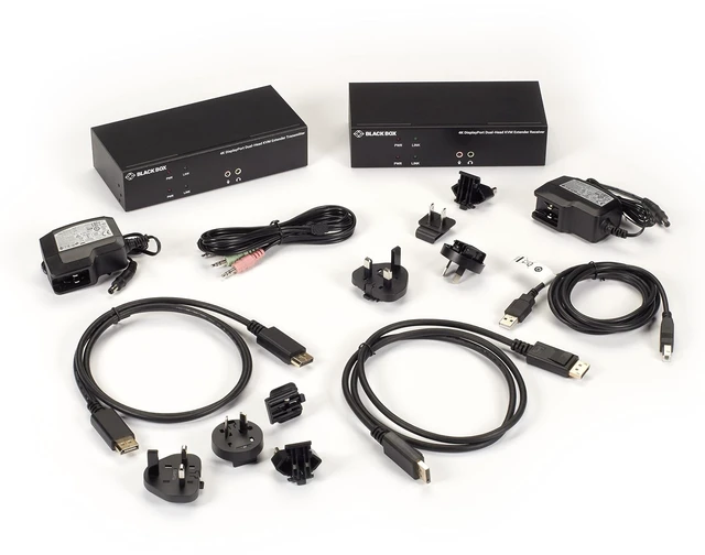Alt view image 3 of 5 - Black Box KVX Series KVM Extender Kit over Fiber 4K DisplayPort USB 2.0 Hub Serial Audio Local Video KVXLCDPF200SFPBN3