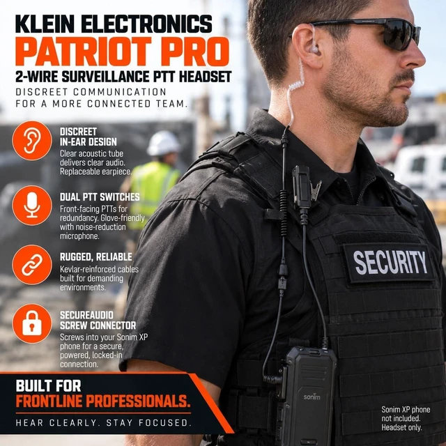 Alt view image 3 of 6 - KLEIN PATRIOT PRO WIRED PTT HEADSET - HEADSET - WIRED - COMPATIBLE WITH SONIM XP