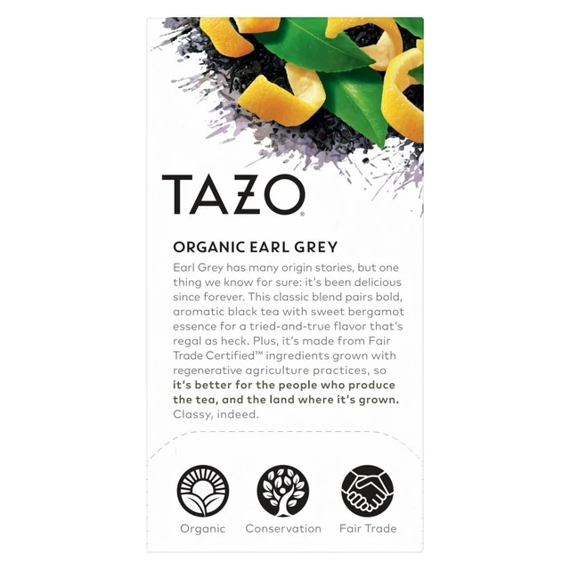 Alt view image 3 of 5 - Tea Bags Organic Earl Grey 16/Box 6 Boxes/Carton 10794522003522