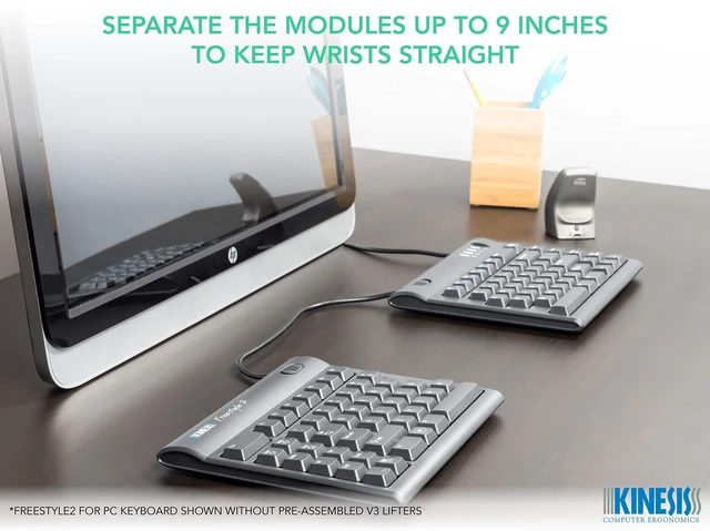 Alt view image 3 of 7 - Kinesis Freestyle2 Keyboard for PC 9in Cable w/ V3 Accessory Installed KB830PBUS